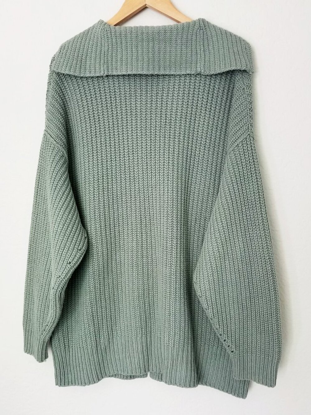 Free People Swim Too Deep Oversized Cardi Longline Cardigan M Seafoam Green $158 - Picture 8 of 16